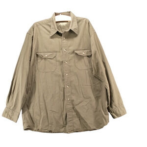 St. John's Bay Twill Men's Button-Up Shirt Green Large Long Sleeve Flap Pockets